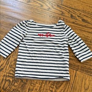 Striped Toddler Boatneck Shirt with Red Embroidery